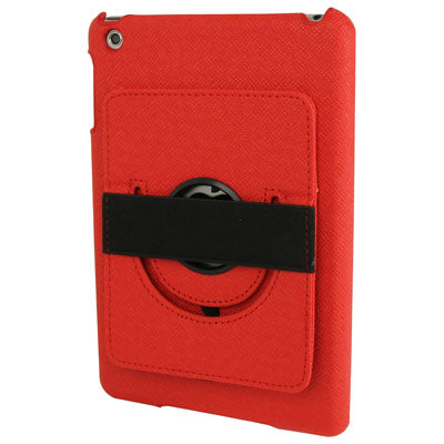 360 Degree Rotatable Cross Texture Plastic Case with Holder & Elastic Hand Strap for iPad mini 1 / 2 / 3