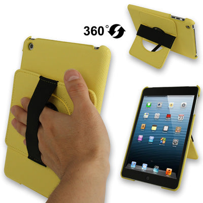 360 Degree Rotatable Cross Texture Plastic Case with Holder & Elastic Hand Strap for iPad mini 1 / 2 / 3