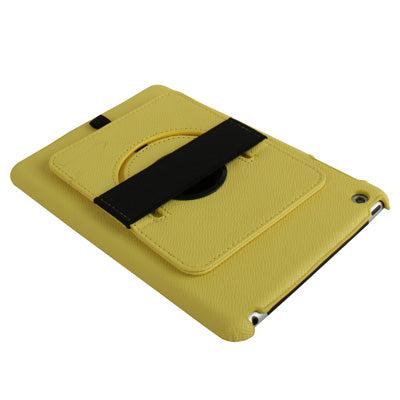 360 Degree Rotatable Cross Texture Plastic Case with Holder & Elastic Hand Strap for iPad mini 1 / 2 / 3