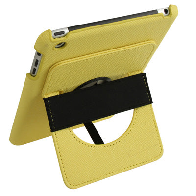 360 Degree Rotatable Cross Texture Plastic Case with Holder & Elastic Hand Strap for iPad mini 1 / 2 / 3