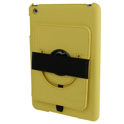 360 Degree Rotatable Cross Texture Plastic Case with Holder & Elastic Hand Strap for iPad mini 1 / 2 / 3