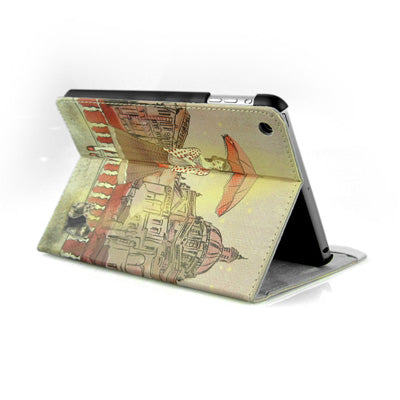 ENKAY ENK-3329 Rainy Girl Pattern Protective PU Leather Case with Sleep / Wake-up Function & Holder for iPad mini 1 / 2 / 3