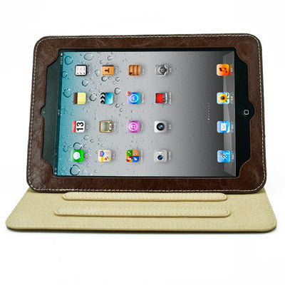 360 Degree Rotation Retro Brass Buckle Cowhide Leather case with Holder for iPad mini 1 / 2 / 3