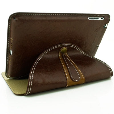 360 Degree Rotation Retro Brass Buckle Cowhide Leather case with Holder for iPad mini 1 / 2 / 3
