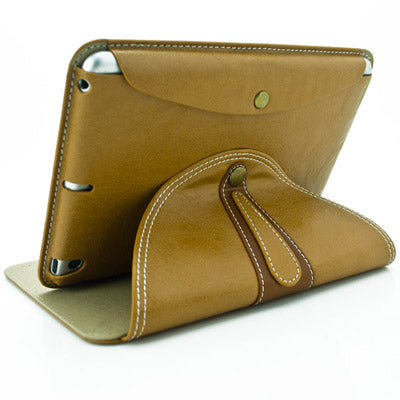 360 Degree Rotation Retro Brass Buckle Cowhide Leather case with Holder for iPad mini 1 / 2 / 3