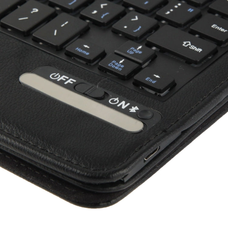 Universal Bluetooth 3.0 ABS Keyboard + Detachable Leather Tablet Case with Holder for iPad mini 1 / 2 / 3, 7-8 inch Tablet PC(Black)