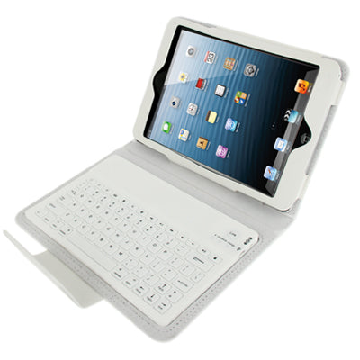 Litchi Texture 2 in 1 Bluetooth 3.0 Keyboard + Leather Tablet Case with Holder for iPad mini 1 / 2 / 3 (White)