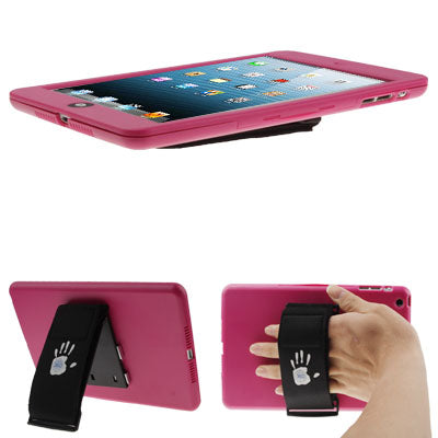 360Â° Free Spinning Hand Strap & Stand Non-slip Protective Shell for iPad mini / mini 2 Retina(Magenta)