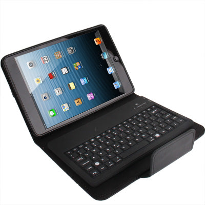 Bluetooth V3.0 Silicone Button Plastic Hard Keyboard + PU Leather Tablet Case with Holder for iPad mini 1 / 2 / 3
