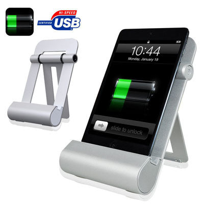 2 in 1 (5V 2A Foldable Alloy Holder + Charge Stand) for iPad 4 / iPad mini / mini 2 Retina(Silver)