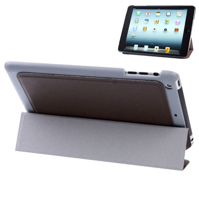 3-fold Litchi Texture Smart Cover with Holder for iPad mini 1 / 2 / 3 (Brown)