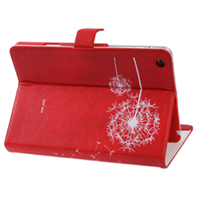 Dandelion Pattern Litchi Texture Leather Case with Holder & Sleep / Wake-up Function for iPad mini 1 / 2 / 3 (Red)