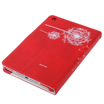 Dandelion Pattern Litchi Texture Leather Case with Holder & Sleep / Wake-up Function for iPad mini 1 / 2 / 3 (Red)