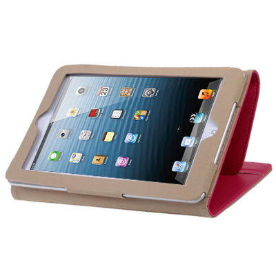 Litchi Texture Leather Case with Holder & Credit Card Slots for iPad mini 1 / 2 / 3(Magenta)