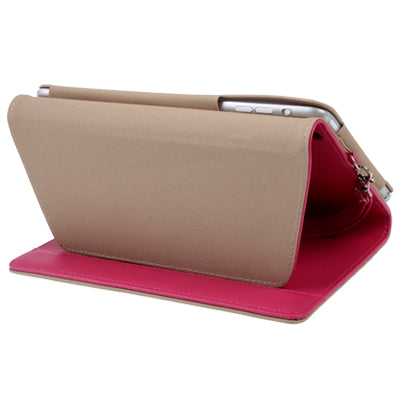 Litchi Texture Leather Case with Holder & Credit Card Slots for iPad mini 1 / 2 / 3(Magenta)