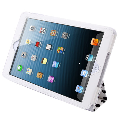 3-fold Dot Pattern Leather Case with Holder for iPad mini 1 / 2 / 3 (White)