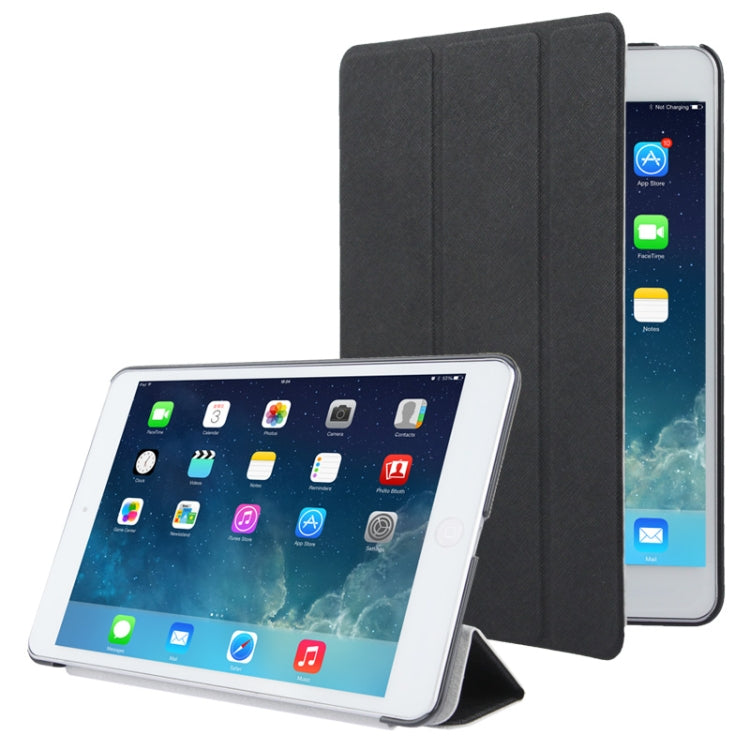 3-folding Cross Texture Leather Case with Holder & Sleep / Wake-up Function for iPad mini 1 / 2 / 3