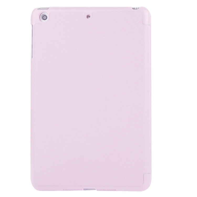 3-folding Cross Texture Leather Case with Holder & Sleep / Wake-up Function for iPad mini 1 / 2 / 3
