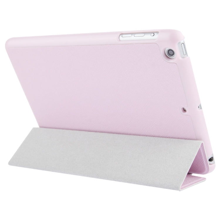 3-folding Cross Texture Leather Case with Holder & Sleep / Wake-up Function for iPad mini 1 / 2 / 3