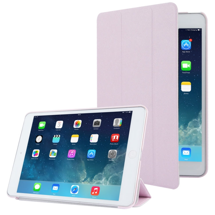 3-folding Cross Texture Leather Case with Holder & Sleep / Wake-up Function for iPad mini 1 / 2 / 3