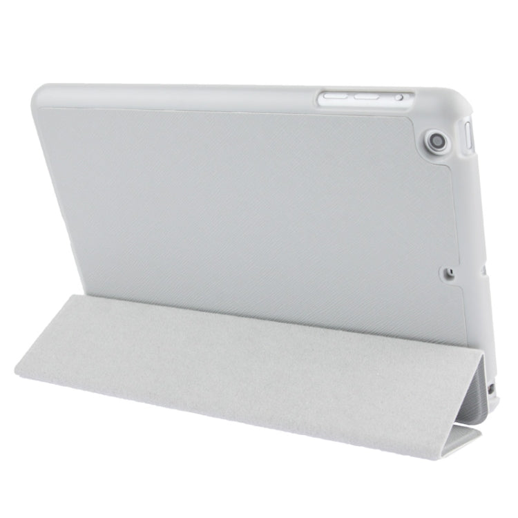 3-folding Cross Texture Leather Case with Holder & Sleep / Wake-up Function for iPad mini 1 / 2 / 3