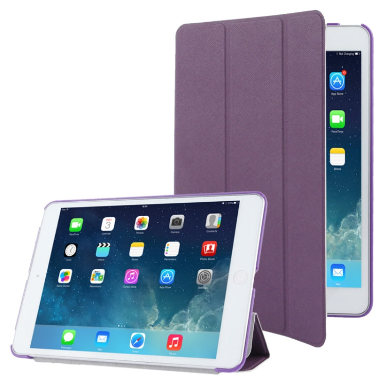 3-folding Cross Texture Leather Case with Holder & Sleep / Wake-up Function for iPad mini 1 / 2 / 3