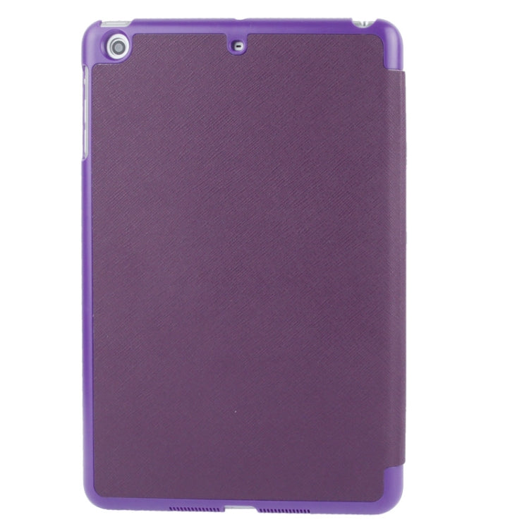 3-folding Cross Texture Leather Case with Holder & Sleep / Wake-up Function for iPad mini 1 / 2 / 3