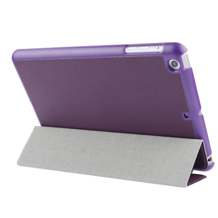 3-folding Cross Texture Leather Case with Holder & Sleep / Wake-up Function for iPad mini 1 / 2 / 3