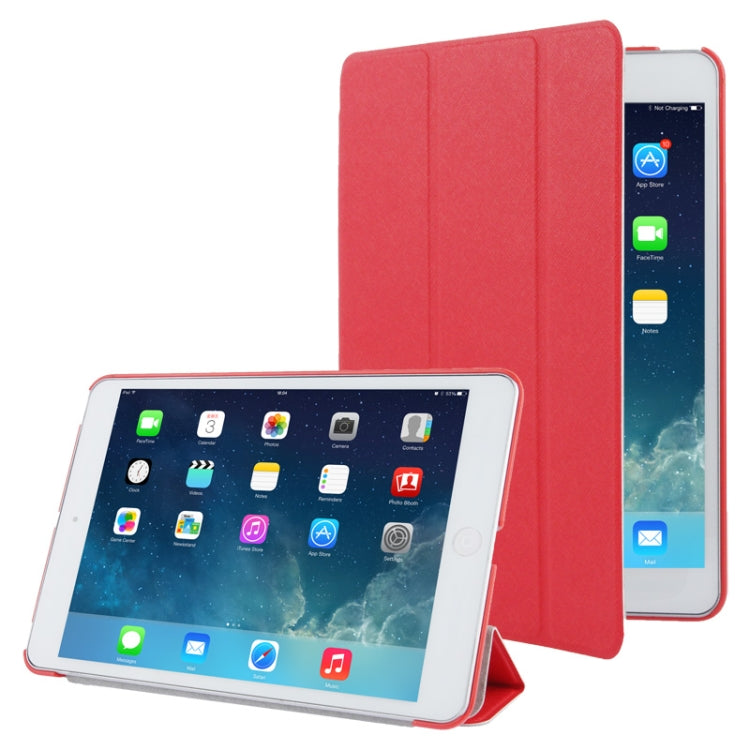 3-folding Cross Texture Leather Case with Holder & Sleep / Wake-up Function for iPad mini 1 / 2 / 3