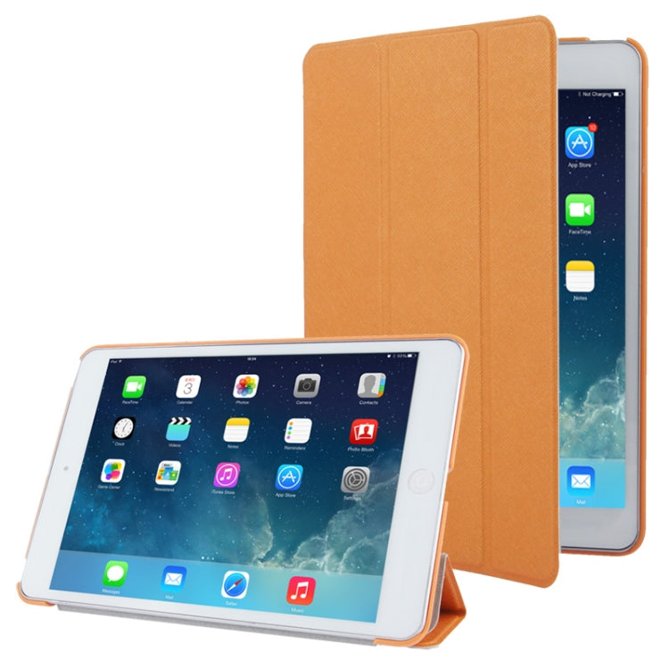 3-folding Cross Texture Leather Case with Holder & Sleep / Wake-up Function for iPad mini 1 / 2 / 3