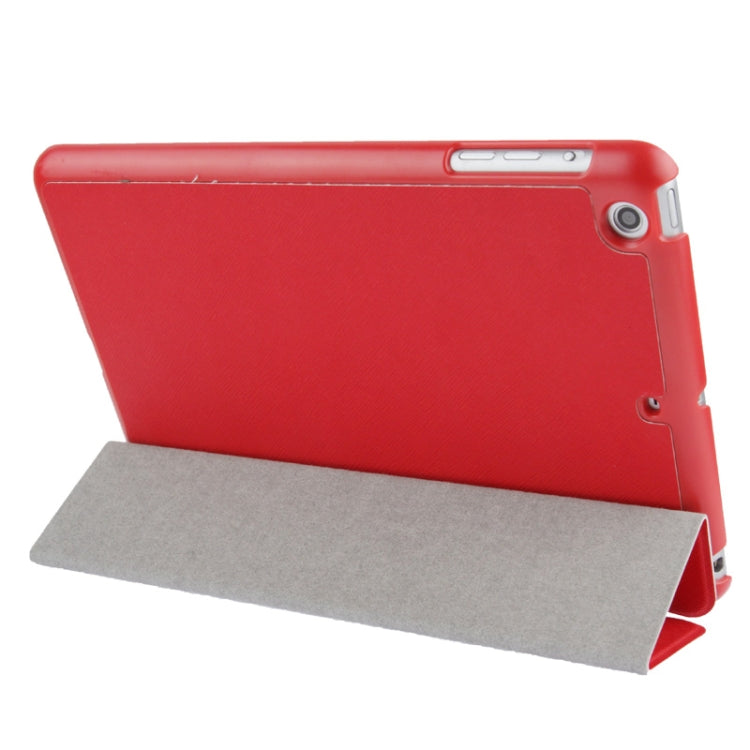 3-folding Cross Texture Leather Case with Holder & Sleep / Wake-up Function for iPad mini 1 / 2 / 3