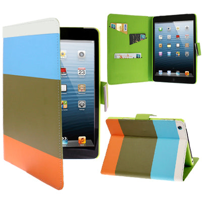 Rainbow Style Litchi Texture Leather Case with Sleep / Wake-up &  Holder & Credit Card Slot for iPad mini 1 / 2 / 3