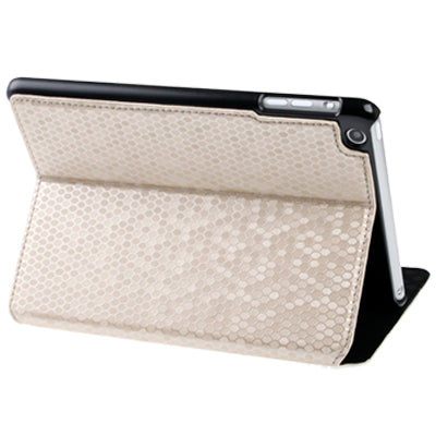 3-folding Honeycomb Texture Ultrathin Leather Case with Sleep / Wake-up & Holder for iPad mini 1 / 2 / 3 (Khaki)
