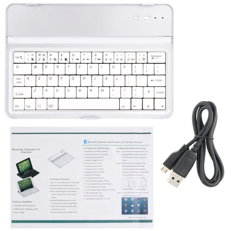 Mini Bluetooth 3.0 Ultra-slim Aluminum Keyboard with Holder Function for iPad mini 1 / 2 / 3