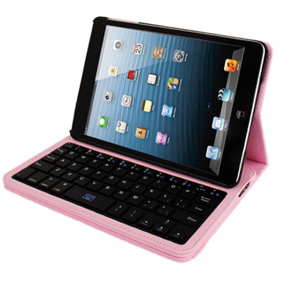 360 Degree Rotation Litchi Texture 2 in 1 Bluetooth 3.0 Keyboard + Leather Tablet Case with Holder for iPad mini 1 / 2 / 3 (Pink)