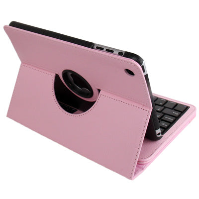 360 Degree Rotation Litchi Texture 2 in 1 Bluetooth 3.0 Keyboard + Leather Tablet Case with Holder for iPad mini 1 / 2 / 3 (Pink)