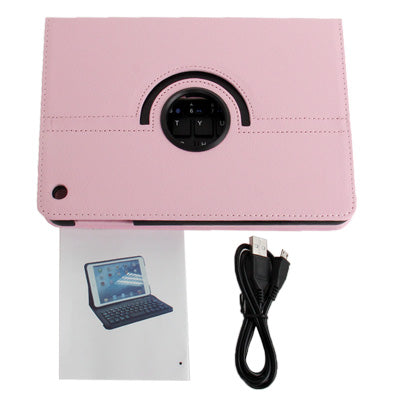 360 Degree Rotation Litchi Texture 2 in 1 Bluetooth 3.0 Keyboard + Leather Tablet Case with Holder for iPad mini 1 / 2 / 3 (Pink)