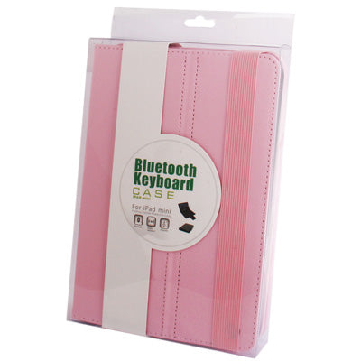 360 Degree Rotation Litchi Texture 2 in 1 Bluetooth 3.0 Keyboard + Leather Tablet Case with Holder for iPad mini 1 / 2 / 3 (Pink)