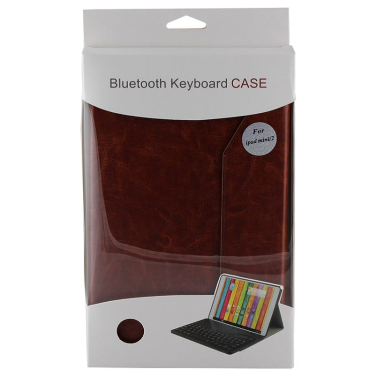 Bluetooth 3.0 ABS Hard Key Keyboard and Crazy Horse Texture Leather Tablet Case with Holder for iPad mini / mini 2 Retina