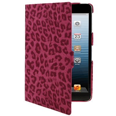 3-folding Magenta Leopard Texture Ultra-thin Scrub Leather Case with Holder for iPad mini 1 / 2 / 3  (Magenta)