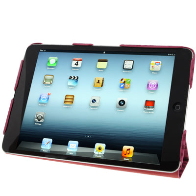 3-folding Magenta Leopard Texture Ultra-thin Scrub Leather Case with Holder for iPad mini 1 / 2 / 3  (Magenta)