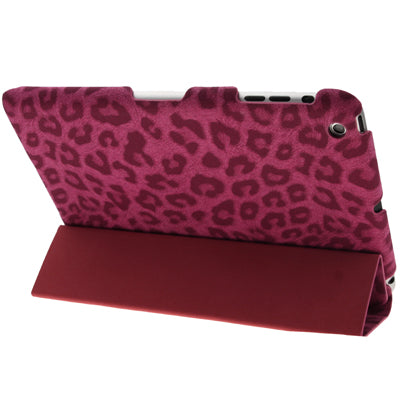 3-folding Magenta Leopard Texture Ultra-thin Scrub Leather Case with Holder for iPad mini 1 / 2 / 3  (Magenta)