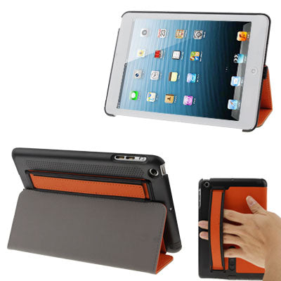 2-folding Cross Texture Leather Case with Holder / Enhancement Sound Camel / Elastic Hand Strap