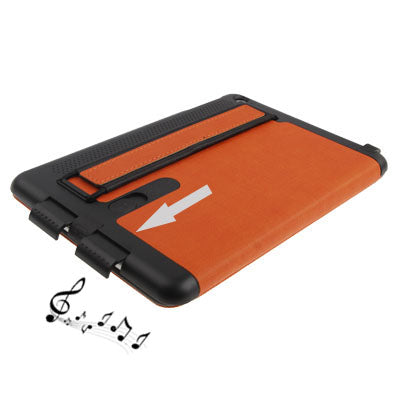 2-folding Cross Texture Leather Case with Holder / Enhancement Sound Camel / Elastic Hand Strap