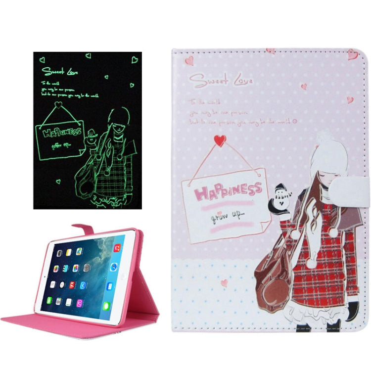 ENKAY Fluorescent Effect Snow Girl Pattern Leather Case with Sleep / Wake-up Function & Holder for iPad mini 1 / 2 / 3, ENK-3348