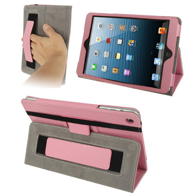 Litchi Texture Leather Case with Elastic Hand Strap & Holder for iPad mini 1 / 2 / 3