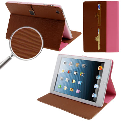Natural Texture Flip Leather Case with Credit Card Slots & Holder Function for iPad mini 1 / 2 / 3