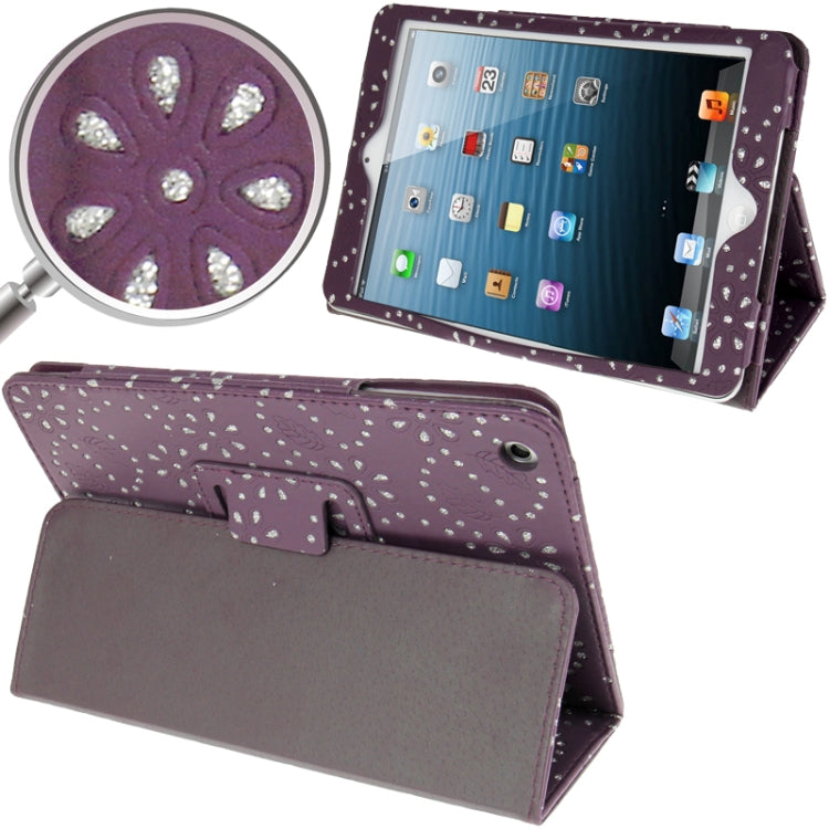Diamond Palace Flower Pattern Leather Case with Holder for iPad mini 1 / 2 / 3