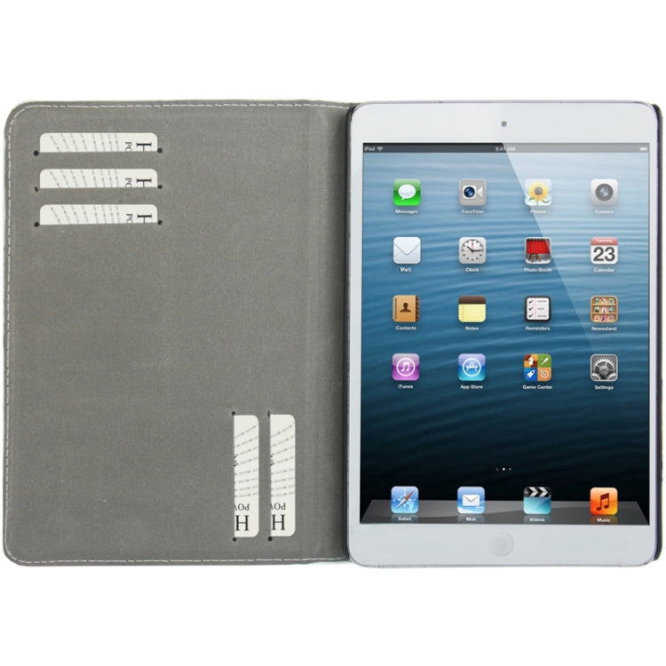 Eiffel Tower Pattern Cross Texture Leather Case with Holder & Credit Card Slots for iPad mini 1 / 2 / 3