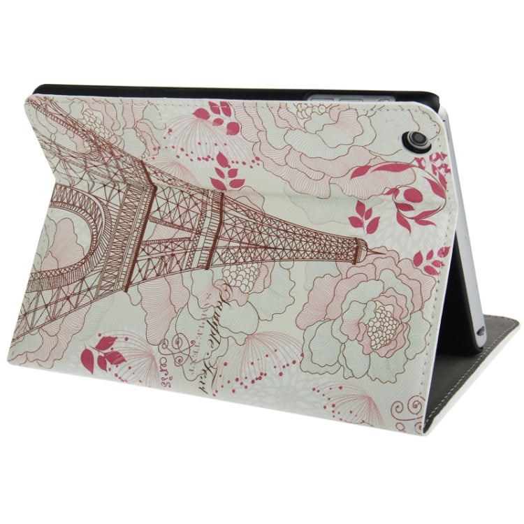 Eiffel Tower Pattern Cross Texture Leather Case with Holder & Credit Card Slots for iPad mini 1 / 2 / 3